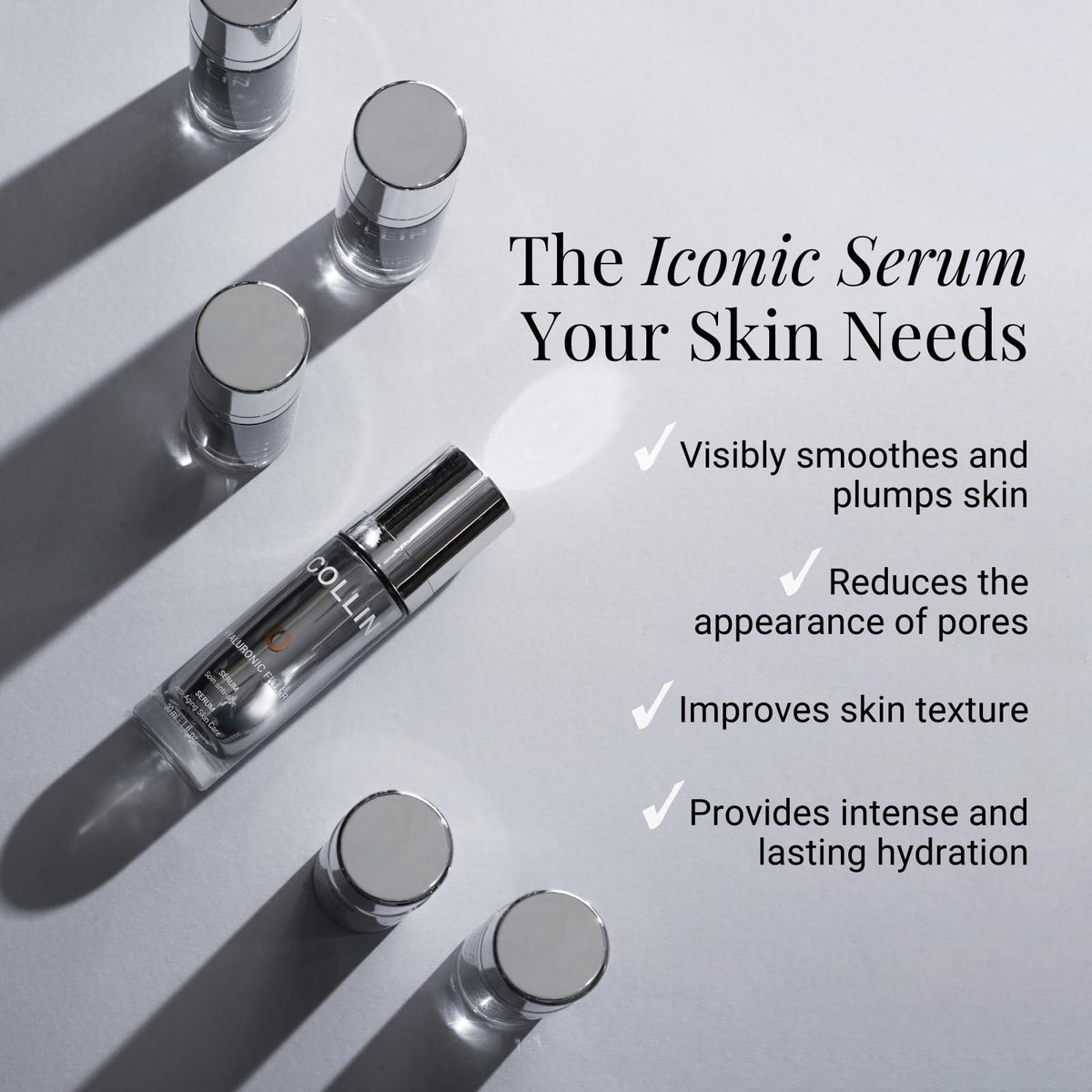 G.M. COLLIN texture close-up of serum showing lightweight gel that absorbs quickly