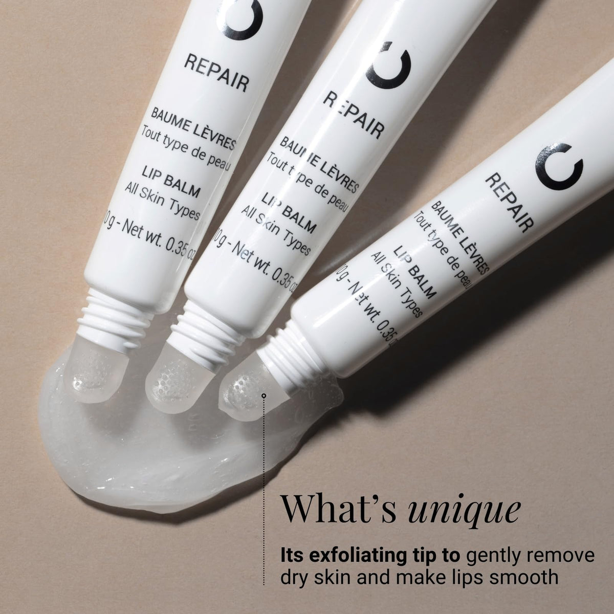 G.M. COLLIN repair lip balm held in hand to show size and portable hydrating treatment benefit