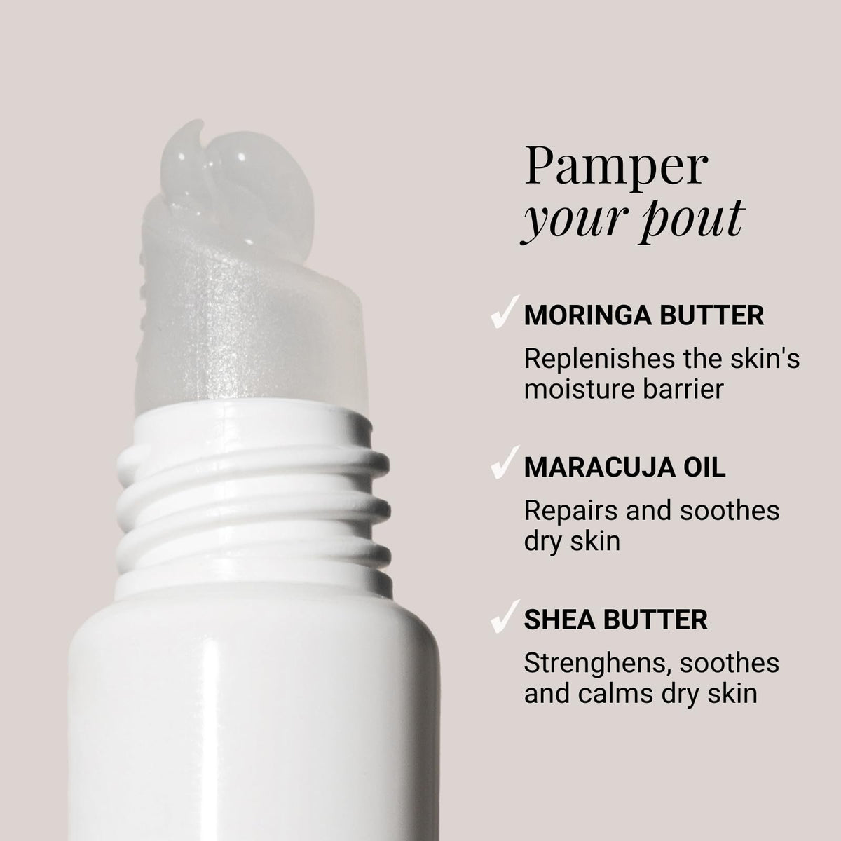 G.M. COLLIN repair lip balm creamy texture on applicator demonstrating nourishment and spreadability