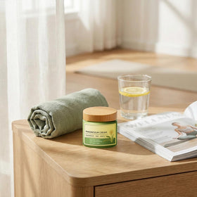 GMDPFHV bottle on bathroom shelf lifestyle scene implying daily routine benefit