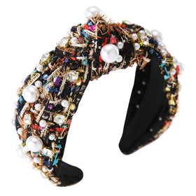 Gmmidea front view of headband showing knot and embellishments for stylish looks