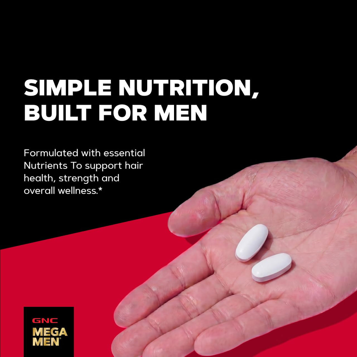 GNC bottle open with caplets spilled showing daily supply convenience