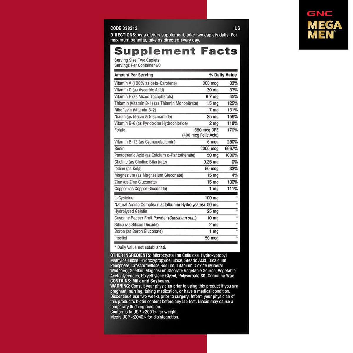 GNC caplet split in half illustrating tablet structure and ingredient composition