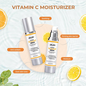 GNJOY applying serum to face illustrating simple patting technique and hydration benefit