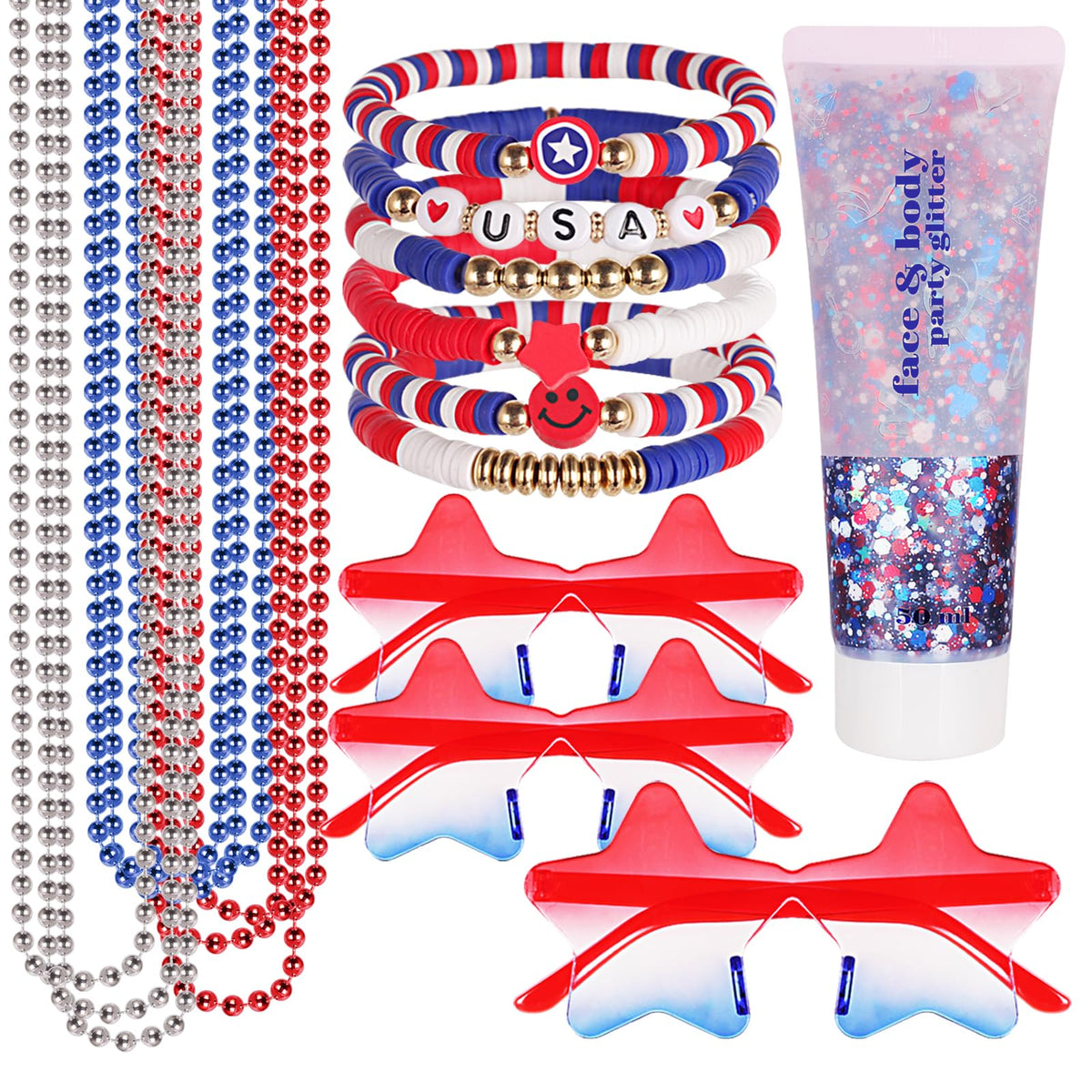 Go Ho front packaging showing 19-piece patriotic accessories set and contents