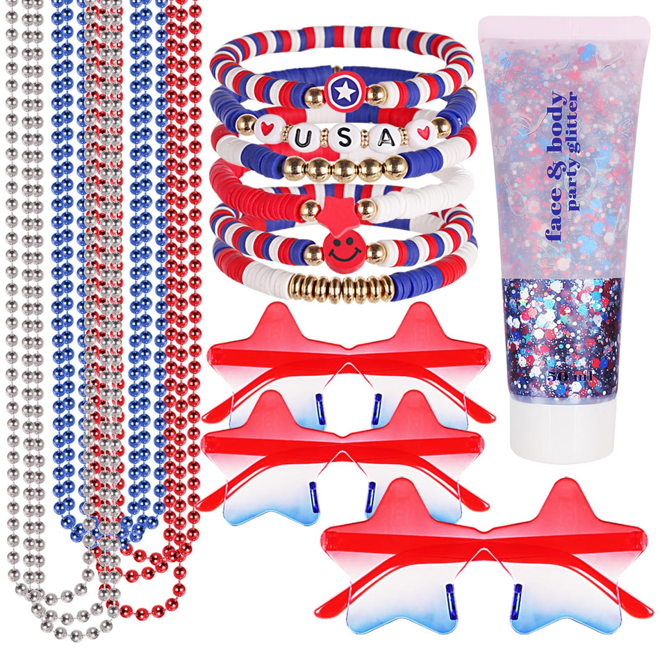 Go Ho front packaging showing 19-piece patriotic accessories set and contents