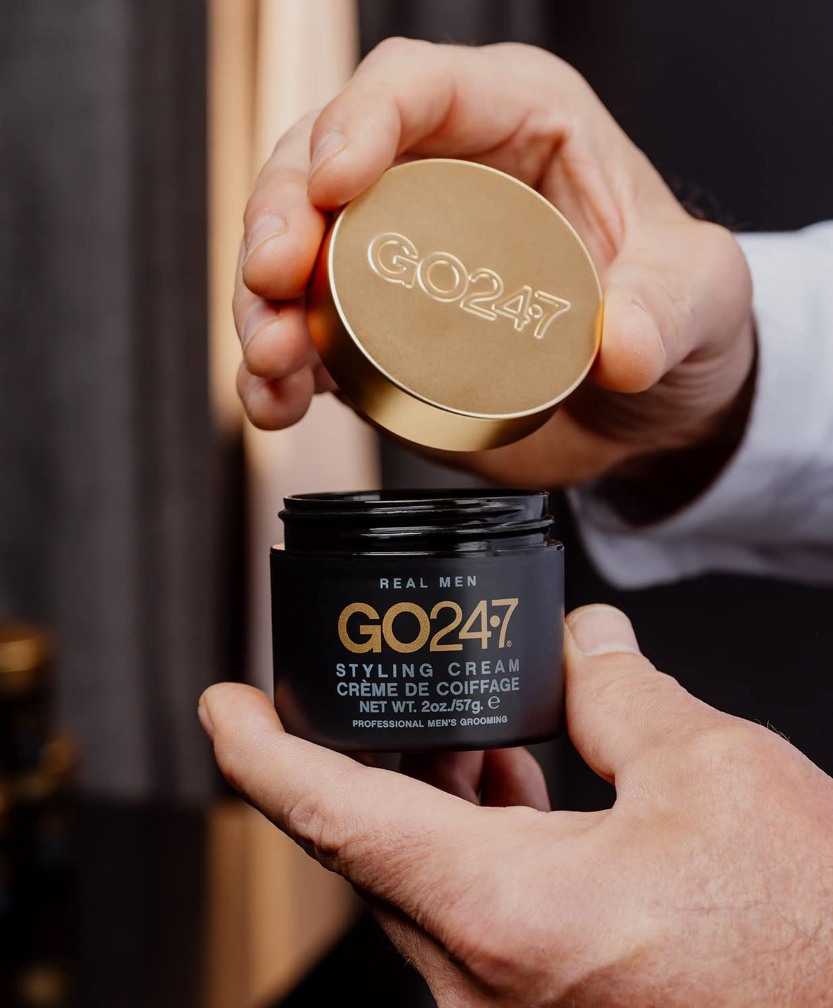 GO247 before and after images showing reduced frizz and neater style