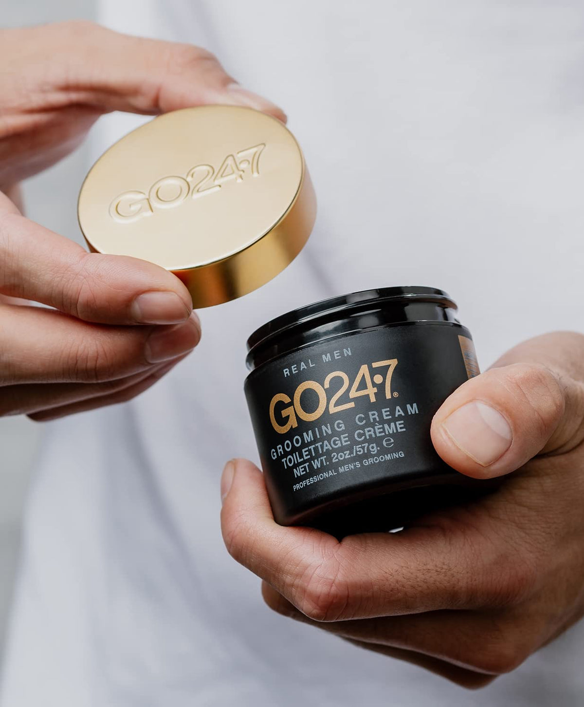 GO247 before and after frizz control showing reduced flyaways and natural finish
