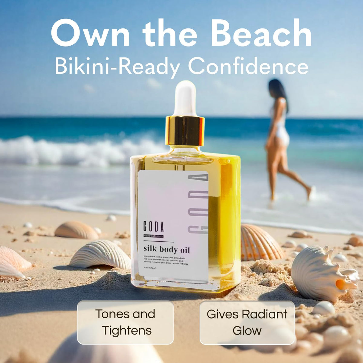 GODA application on leg after shower showing quick absorption benefit