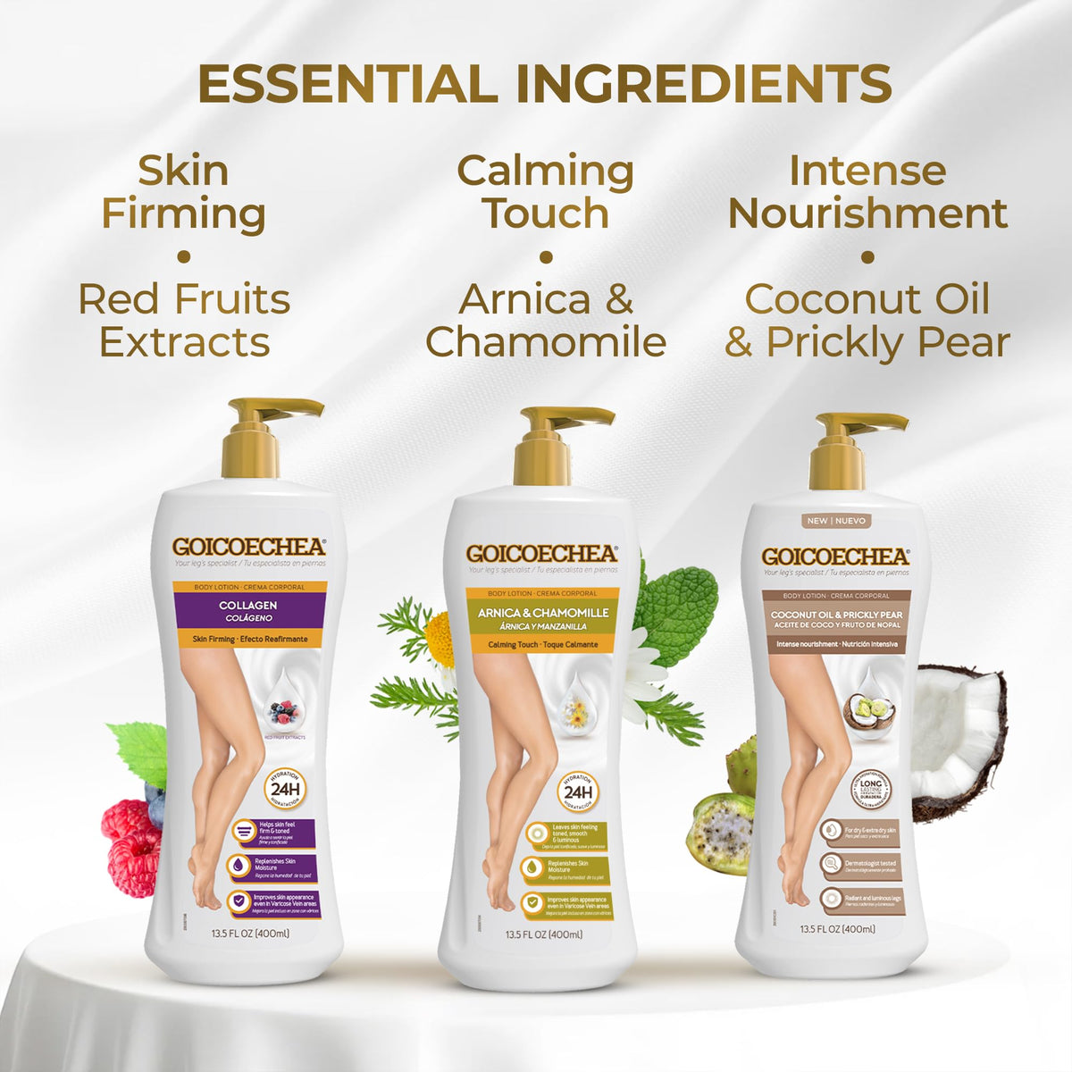 Goicoechea Coconut Oil & Prickly Pear lotion texture spread demonstrating deep hydration