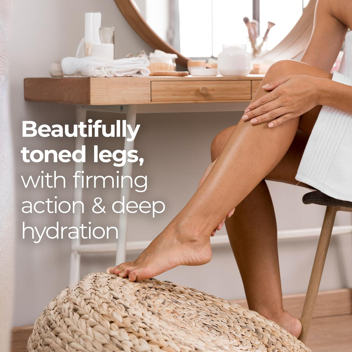 Goicoechea applied on legs showing smoother look and comfortable moisturized skin