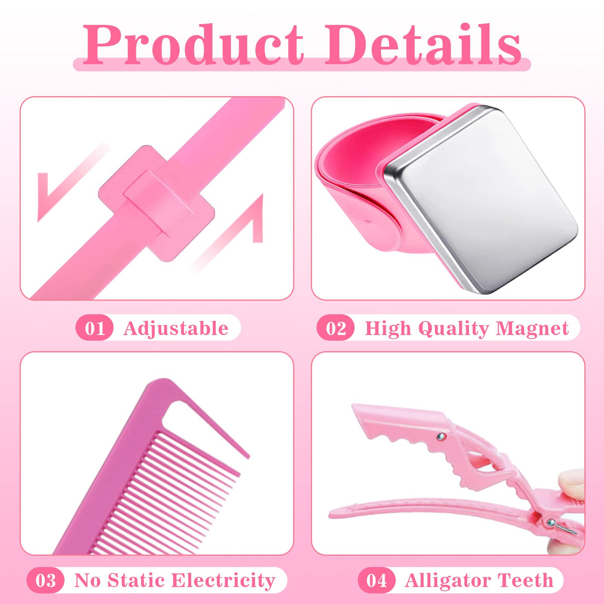 Goiple alligator clips securing hair sections without dents