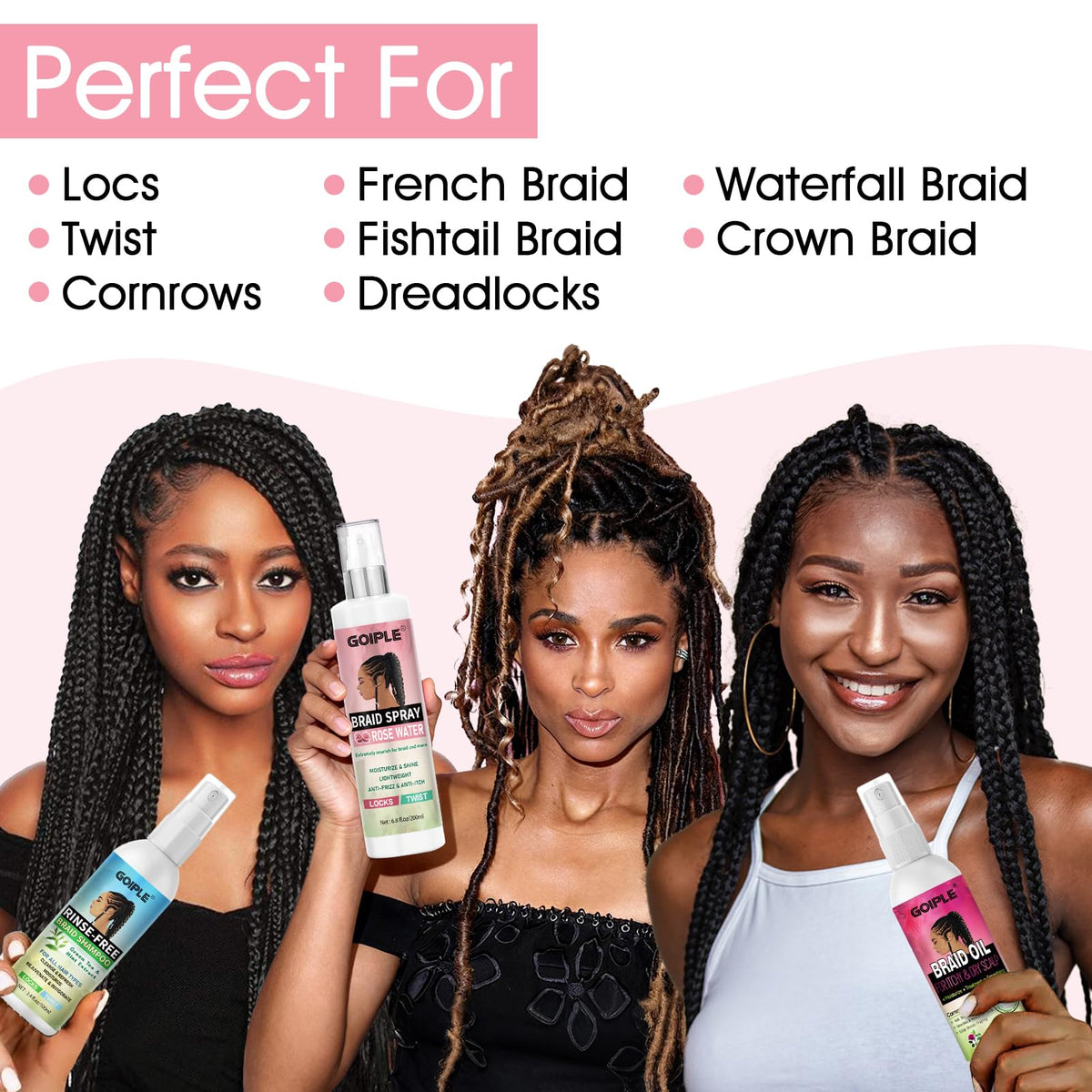 Goiple applied to dreadlocks to refresh scalp and reduce buildup for cleaner-looking locs