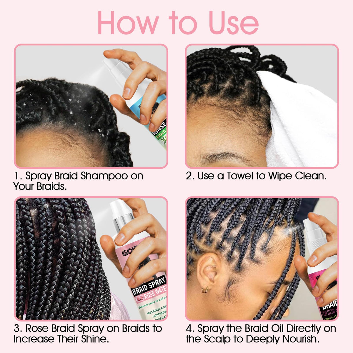 Goiple mist on twists smoothing flyaways and adding shine without greasy residue
