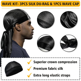 Goiple durag brush cap set displayed with pomade for complete wave routine