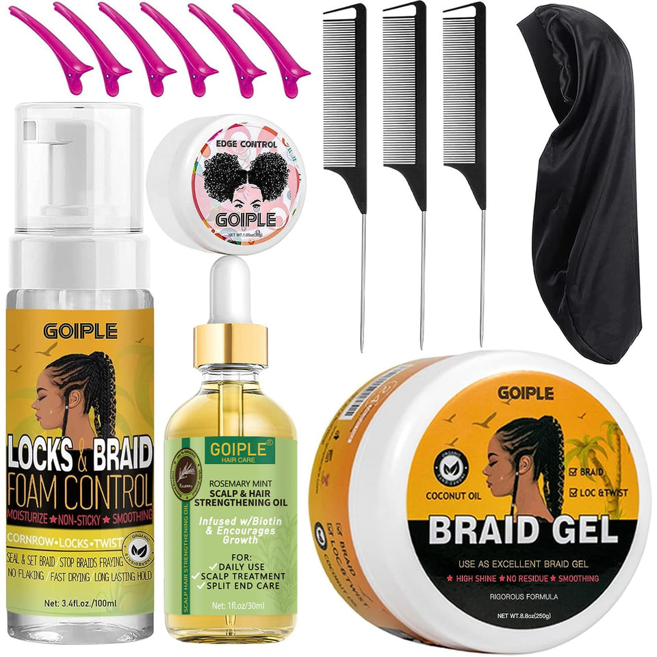 Goiple front packaging showing full braid kit for complete styling