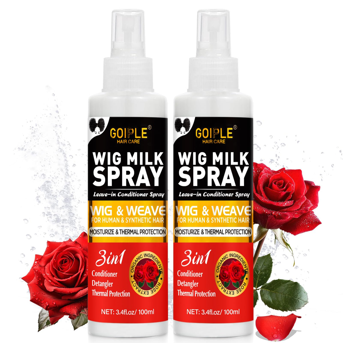Goiple front packaging showing dual spray bottles and easy-care benefit
