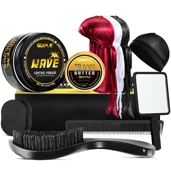 Goiple front packaging showing strong-hold pomade and easy-wash benefits