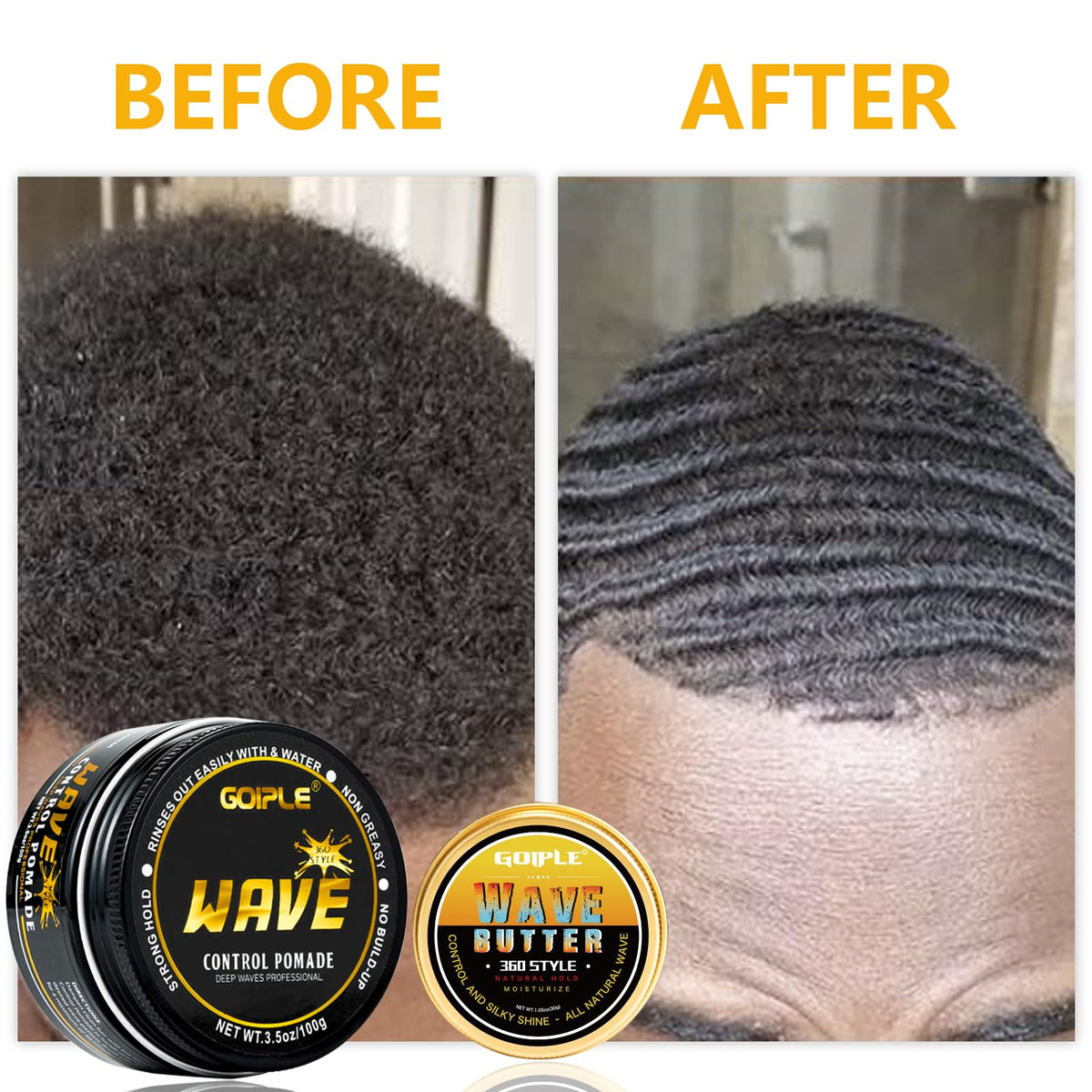 Goiple in-use man brushing waves to show defined pattern and maintained hold