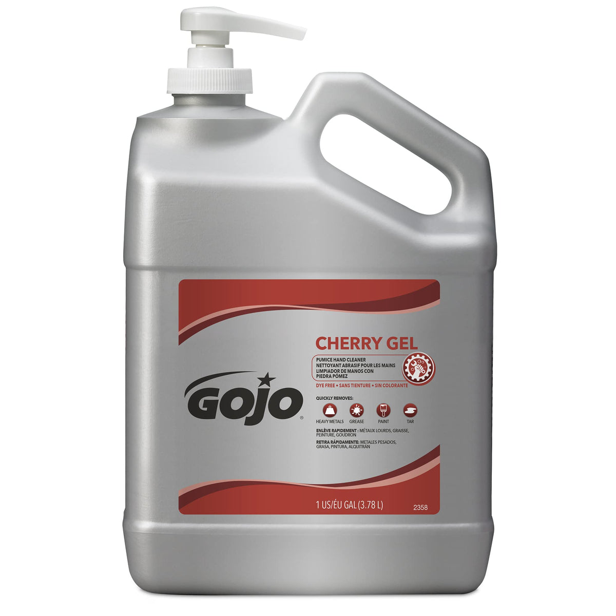 GOJO front packaging showing two one‑gallon pump bottles for bulk use