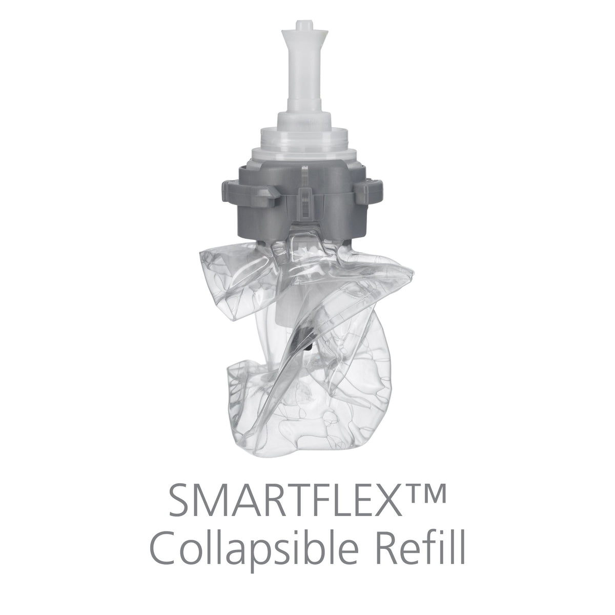 GOJO clear & mild empty bottle demonstrating controlled collapse for less waste