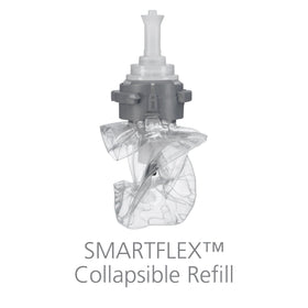 GOJO clear & mild empty bottle demonstrating controlled collapse for less waste