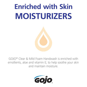 GOJO clear & mild 700 mL next to hand for scale showing capacity