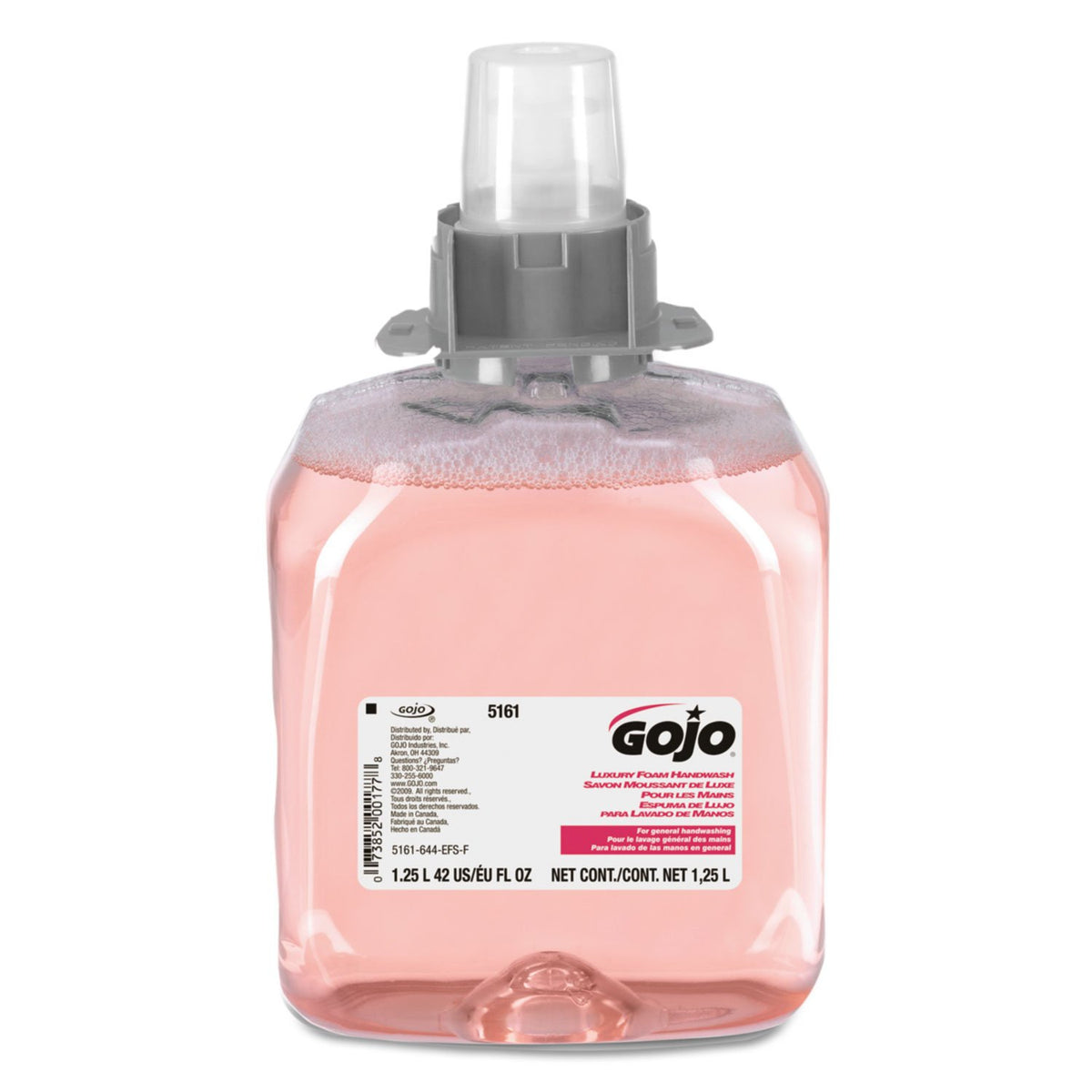 GOJO front packaging of FMX-12 cranberry refill showing size and color, clear product ID