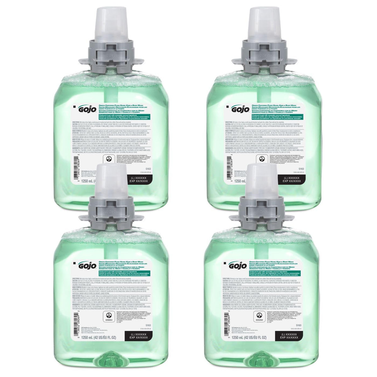 GOJO front packaging 1250 mL refill showing label and scent benefits