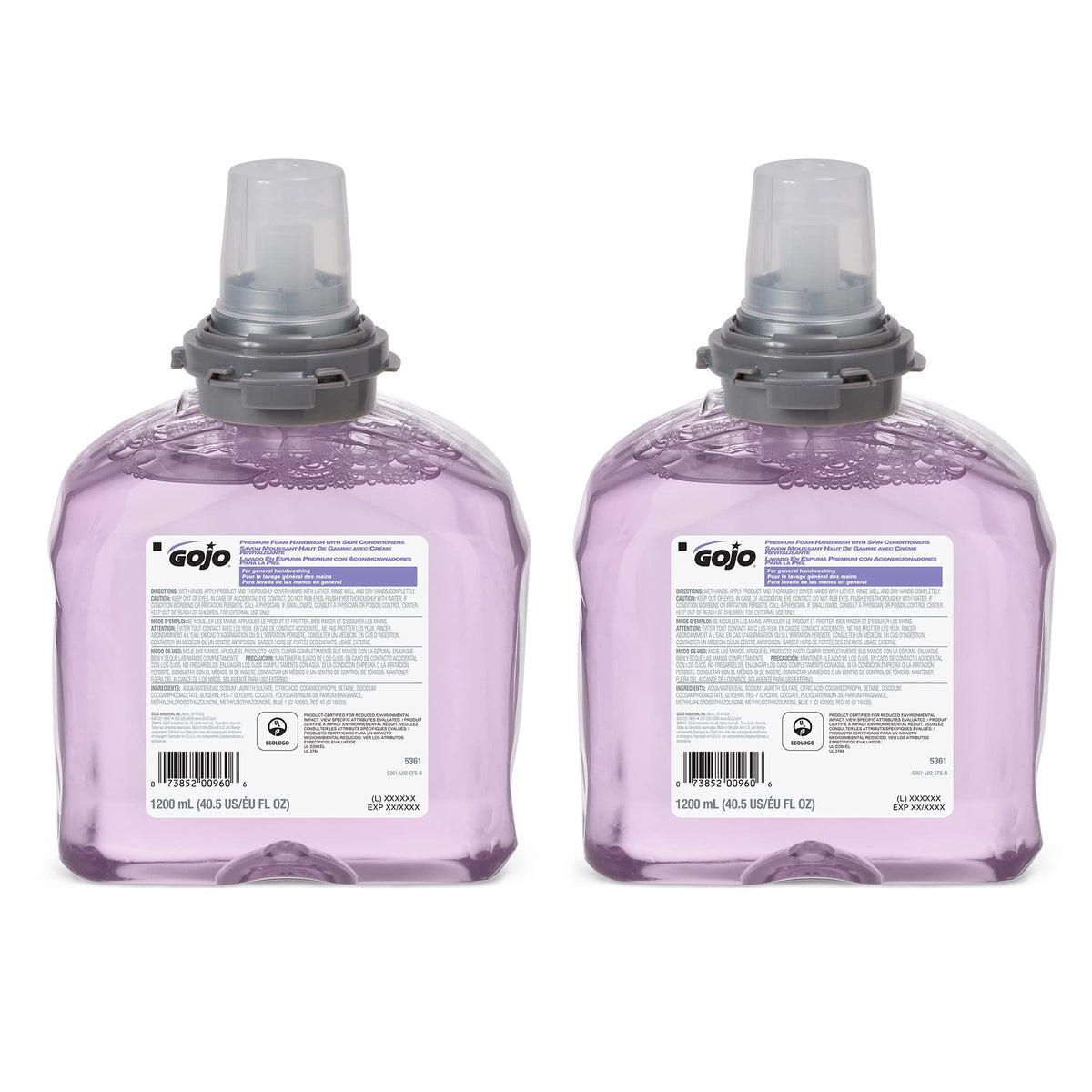 GOJO front packaging cranberry refill showing product label and volume benefit