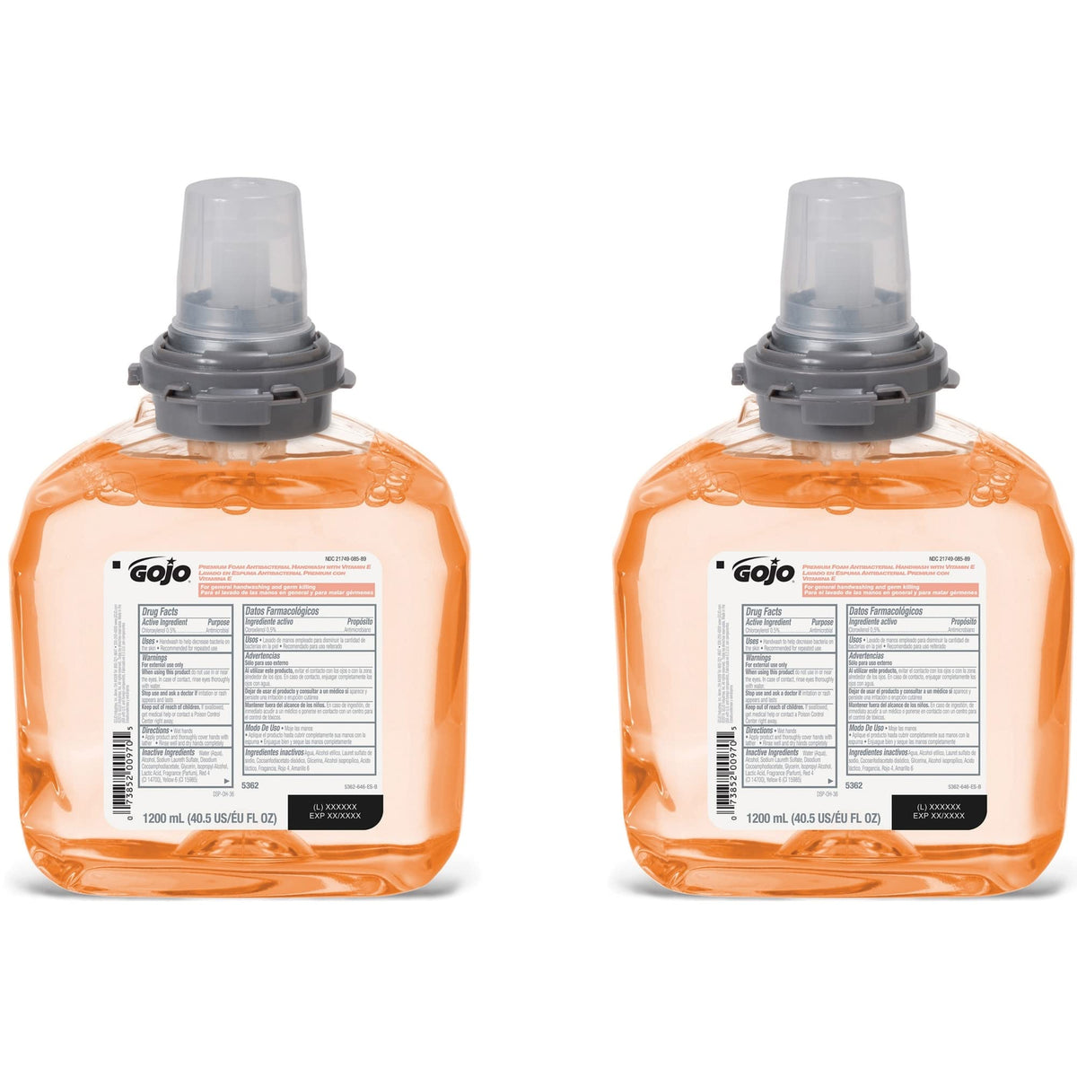 GOJO label and ingredients panel displaying key antibacterial and conditioning components