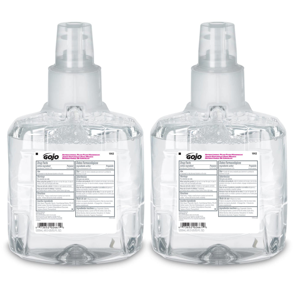 GOJO plum refill front label showing capacity and fragrance benefit