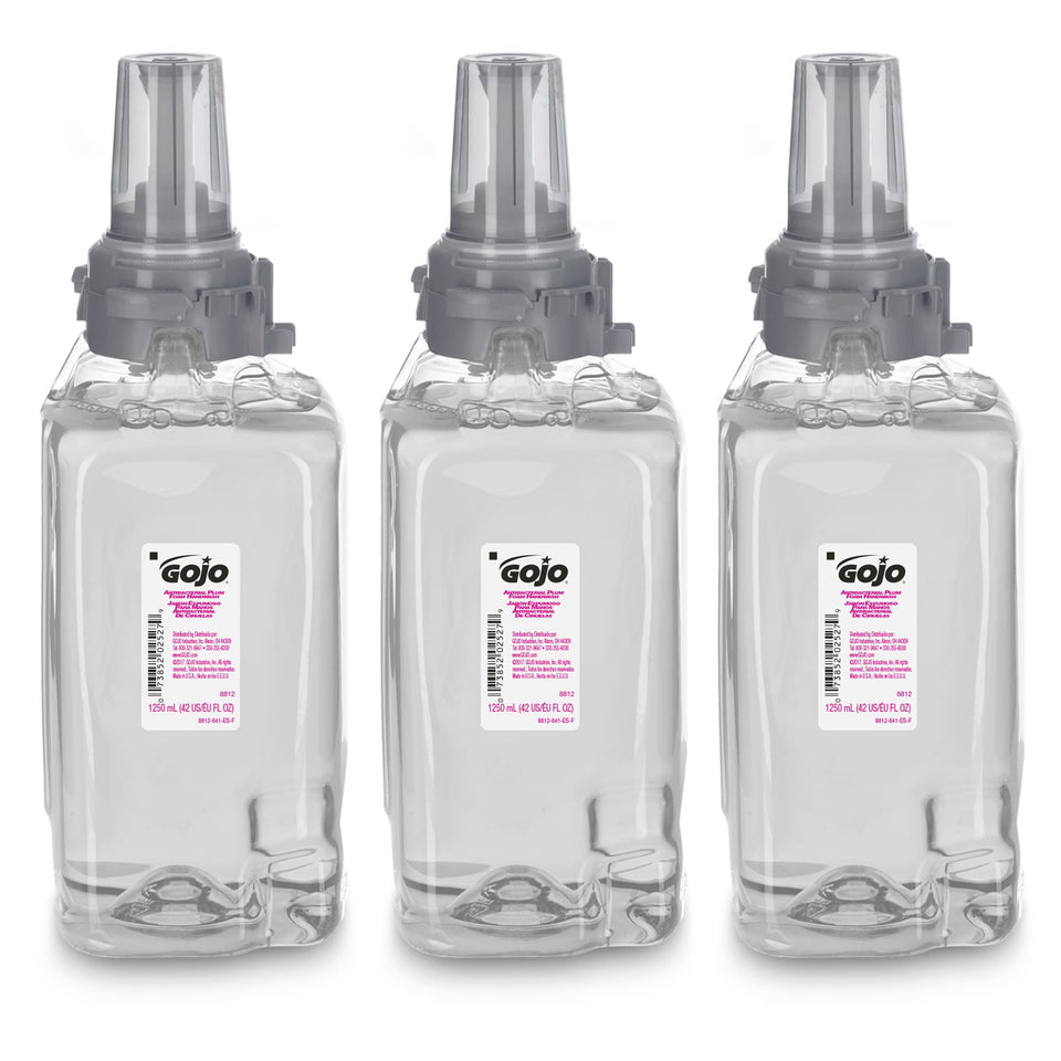 GOJO plum refill front packaging showing purple bottle and label, easy identification