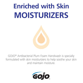 GOJO plum refill held in hand for size comparison and refill handling convenience