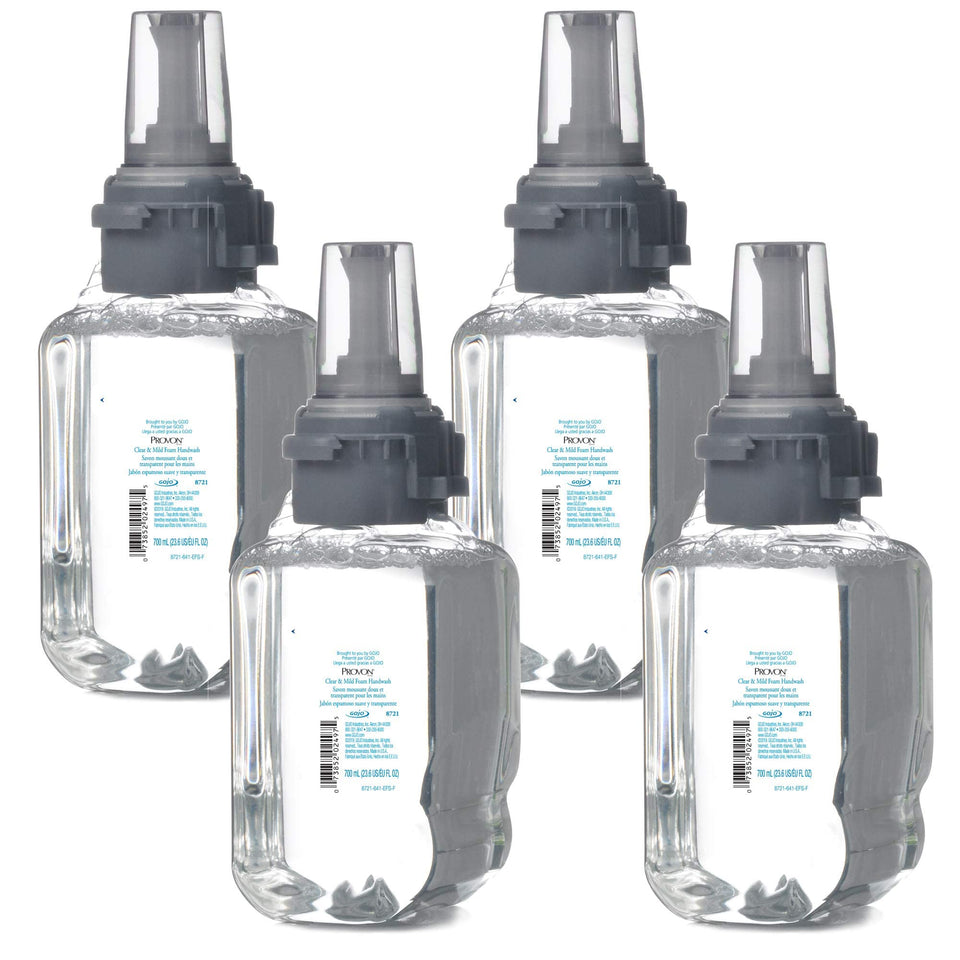 GOJO PROVON front packaging shows clear, fragrance-free refill and eco certifications for safe choice