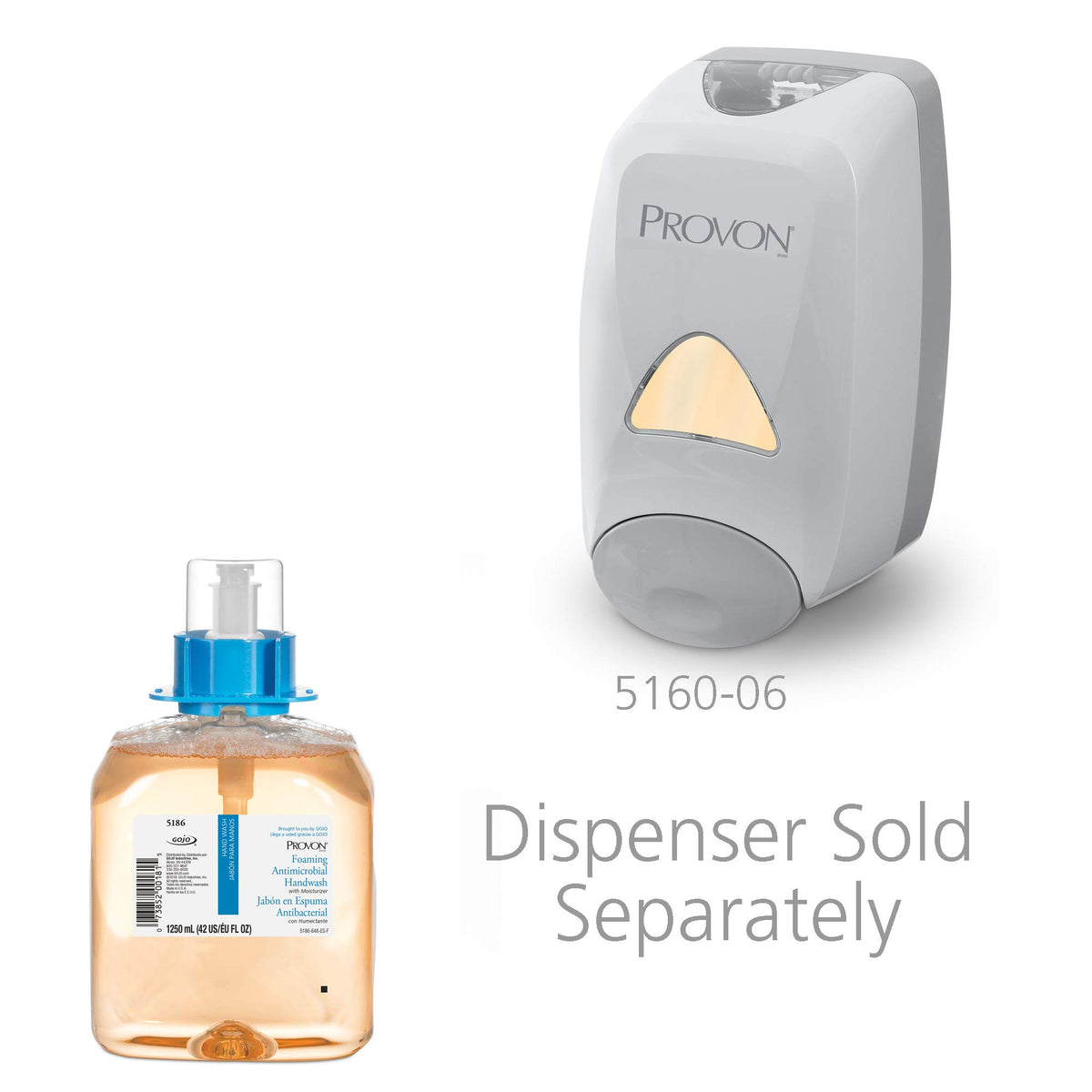GOJO Provon next to a hand for scale to show 1250 mL capacity benefit