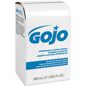 GOJO lotion texture dispensed on palm showing gentle conditioning benefit