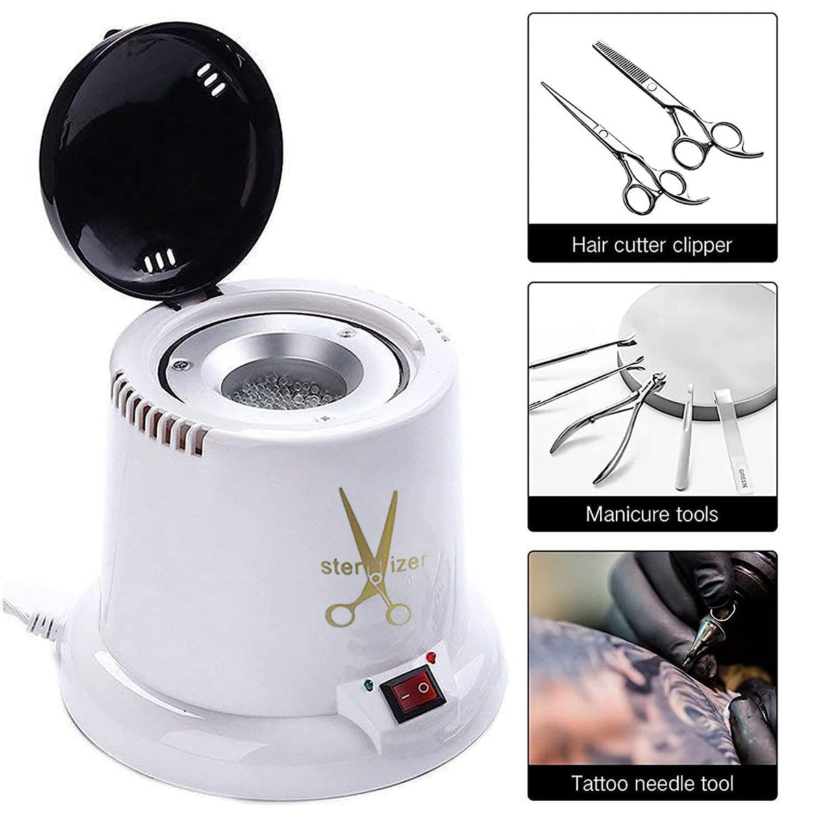 GoLashFun sterilizer closeup controls and switch for quick preheat and simple operation