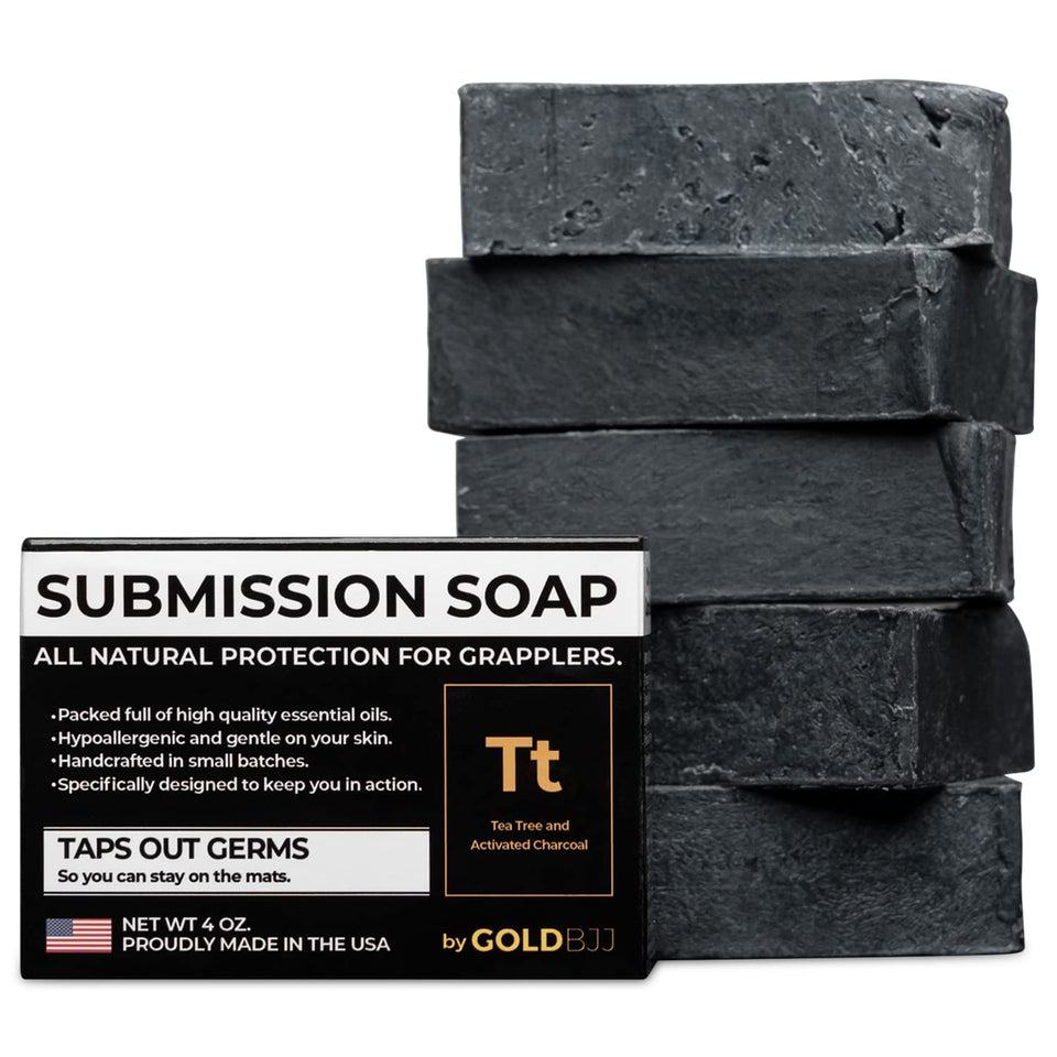 Gold BJJ front packaging showing five soap bars and benefits
