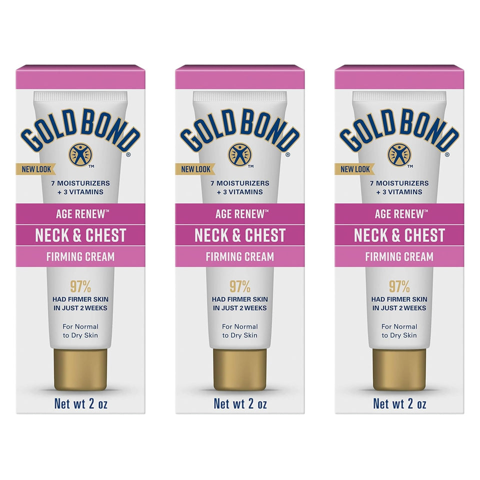 Gold Bond front packaging showing three 2 oz tubes and benefits