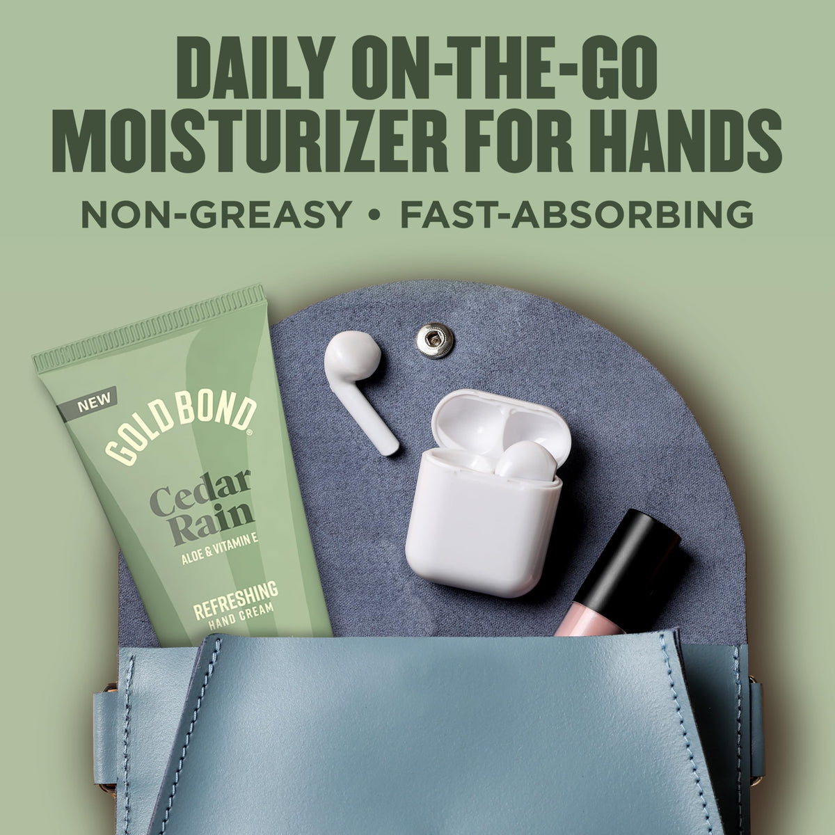 Gold Bond applying hand cream to dry hands to restore softness and hydration