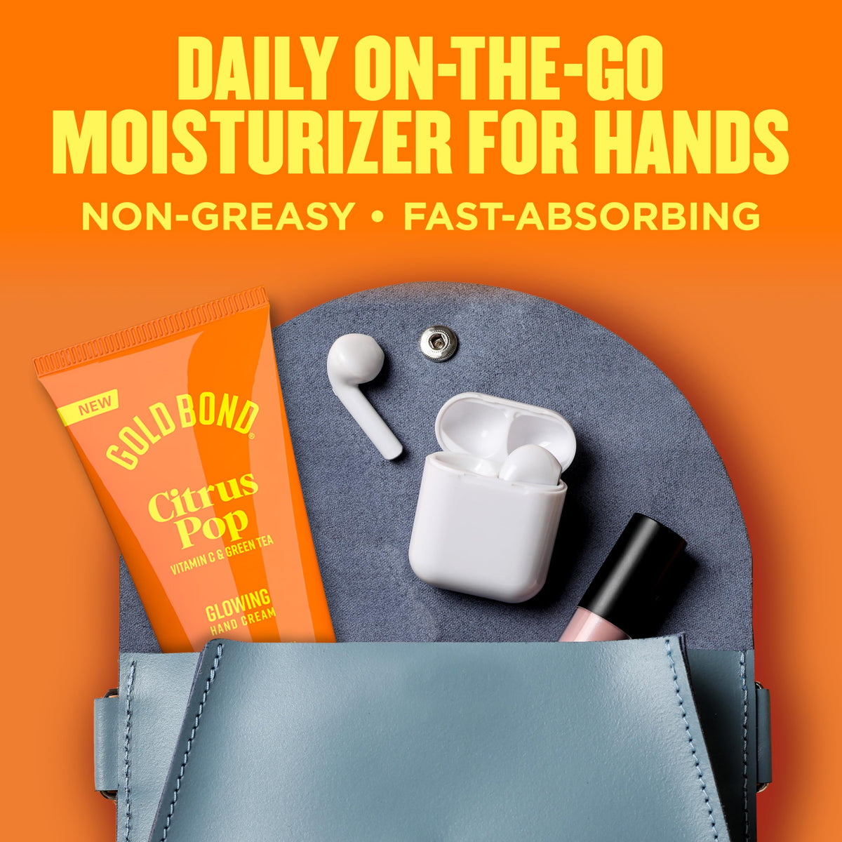 Gold Bond applied to hands demonstrating smooth finish and 24-hour hydration benefit