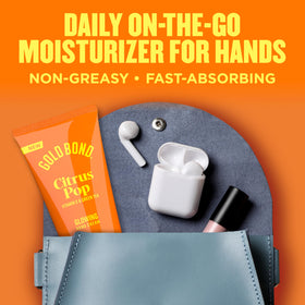 Gold Bond applied to hands demonstrating smooth finish and 24-hour hydration benefit