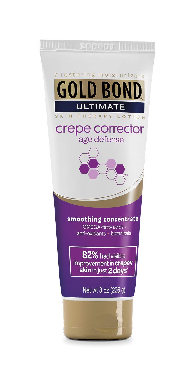 Gold Bond front packaging showing 8 oz bottle and benefits for firmer skin