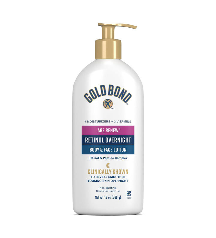 Gold Bond front packaging showing 13 oz bottle and unscented benefit