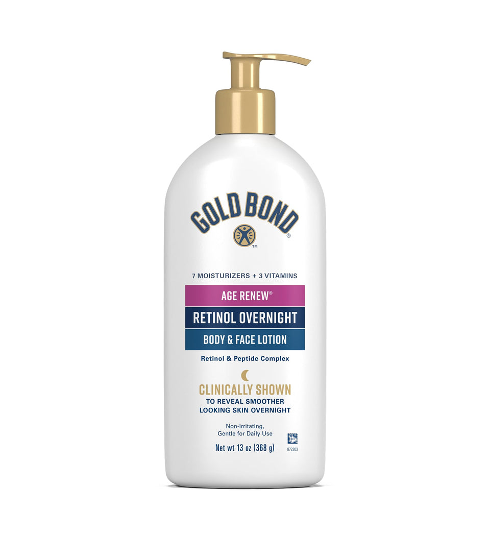 Gold Bond front packaging showing 13 oz bottle and unscented benefit