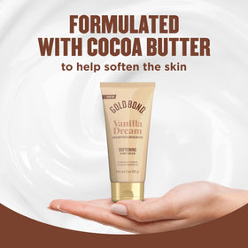 Gold Bond ingredients label close-up showing shea and cocoa butter benefits
