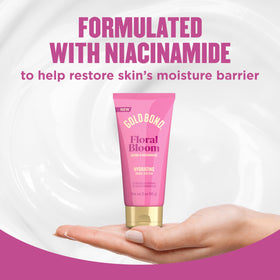 Gold Bond label detail highlighting jojoba and niacinamide ingredients