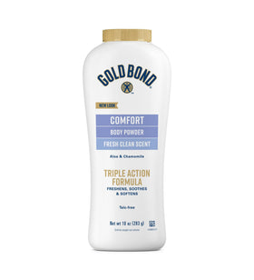 Gold Bond front packaging showing three 10-ounce bottles for stashable freshness