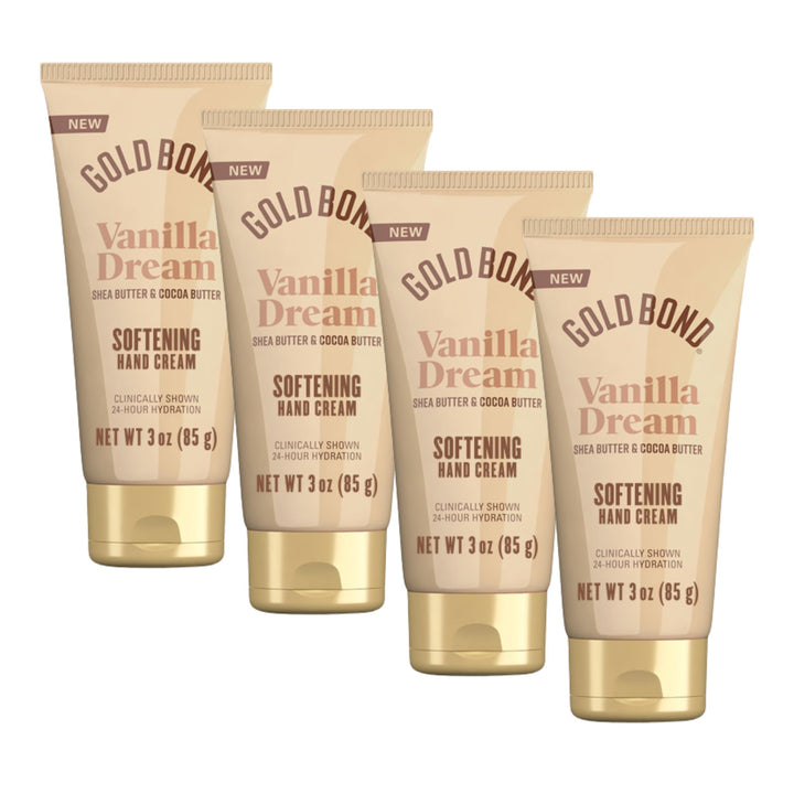 Gold Bond front packaging showing four 3 oz bottles and travel convenience